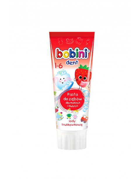 BOBINI Pasta do zębów dla dzieci 75 ml - Lody truskawkowe wiek 1-6lat