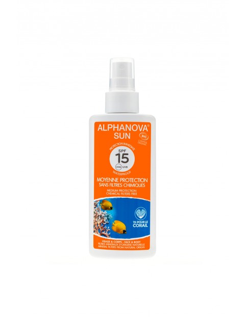 Spray przeciwsłoneczny z filtrem Alphanova SPF 15 - 125 g