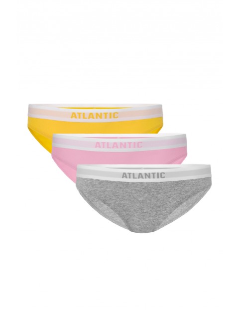 Figi damskie bikini Atlantic różowe, szare, żółte 3-pack