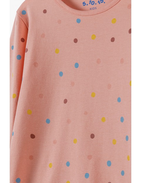 Bawełniana bluzka dziewczęca w kolorowe kropki 