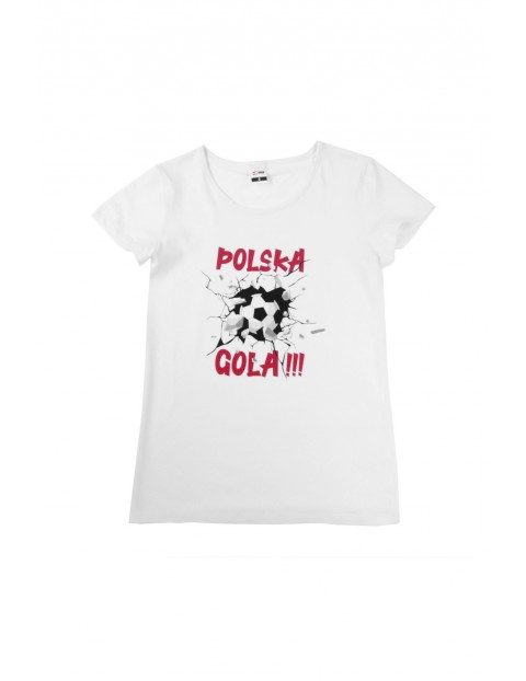 T-shirt o klasycznym kroju z nadrukiem POLSKA GOLA biały 