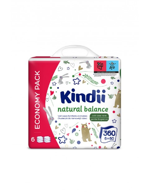 Chusteczki dla niemowląt Kindii Natural Balance 60 szt. OPPmat 6x60szt