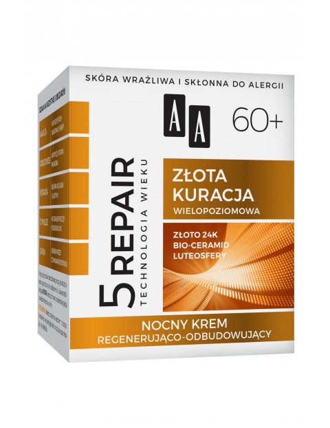 AA Technologia Wieku 5Repair 60+ Złota kuracja nocny krem regenerująco-odbudowujący 50 ml