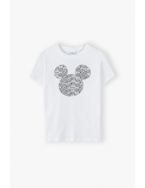 Bawełniany t-shirt chłopięcy z Myszką Mickey - biały 