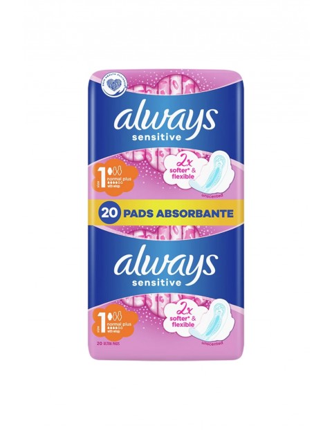 Always Ultra Sensitive Normal Plus podpaski ze skrzydełkami 20 szt