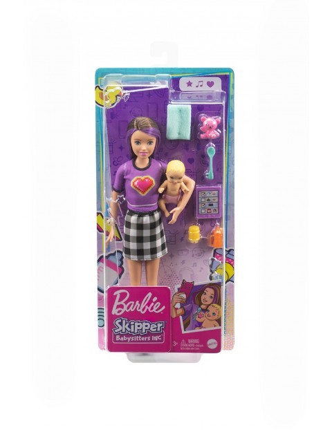 Barbie Opiekunka Lalka Skipper + bobas + akcesoria wiek 3+