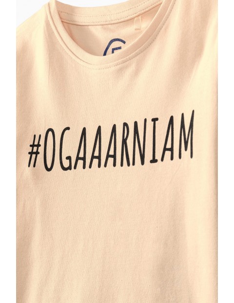 Różowy t-shirt dziewczęcy z napisem #Ogarniam