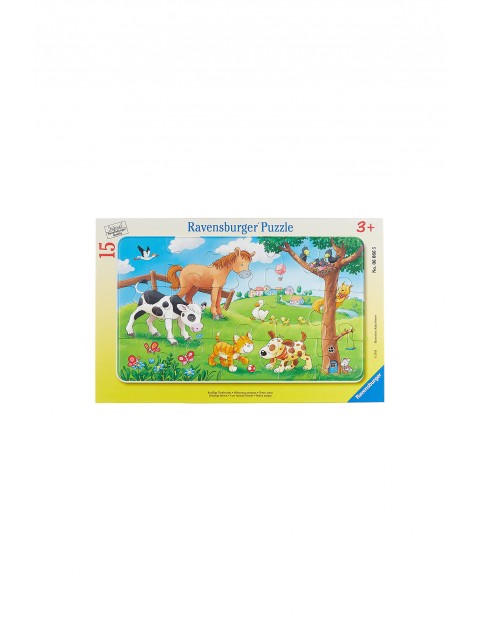 Puzzle dla dzieci 2D w ramce: Miłośnicy słodkich zwierząt 15 elementów