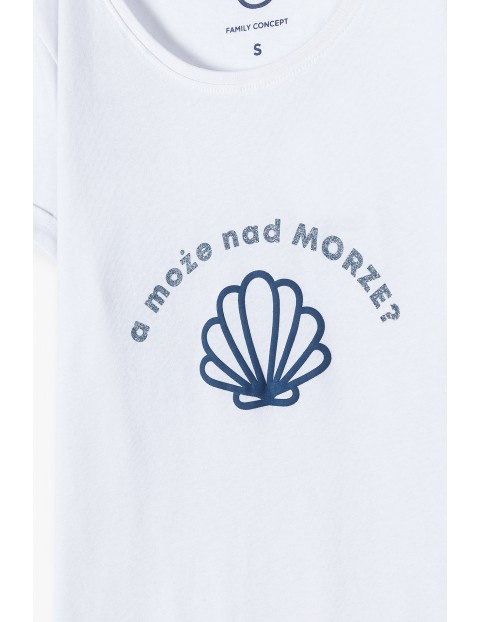 Bawełniany t-shirt damski z nadrukiem - a może nad MORZE?