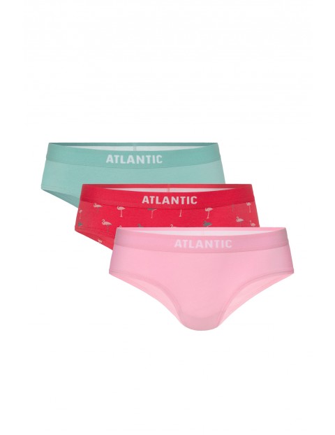 Figi damskie pół hipster Atlantic 3-pack  różowe, koralowe, zielone