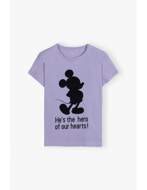 T-shirt damski bawełniany Mickey - fioletowy