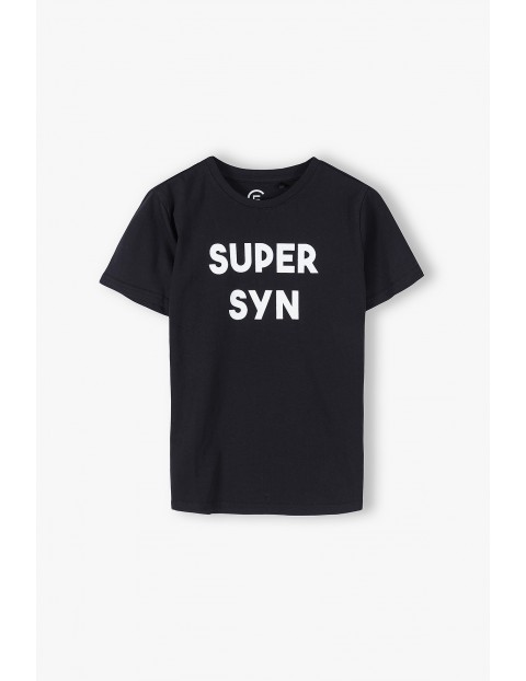 Bawełniany t-shirt chłopięcy z napisem- Super Syn- ubrania na całej rodziny