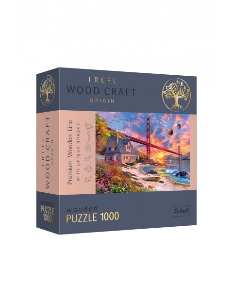 Puzzle Drewniane 1000 elementów - Zachód słońca nad Golden Gate