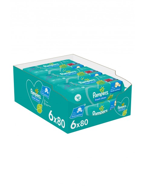 Pampers Fresh Clean Chusteczki 6 opakowań = 480 chusteczek