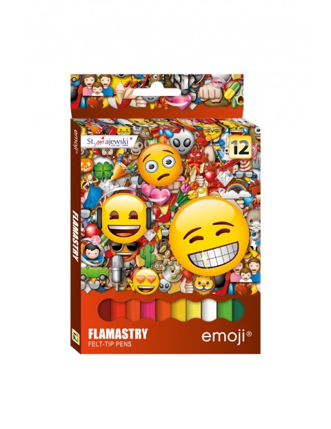 Flamastry dla dzieci 12 kolorów EMOJI