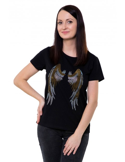 T-shirt damski czarny- Skrzydła anioła
