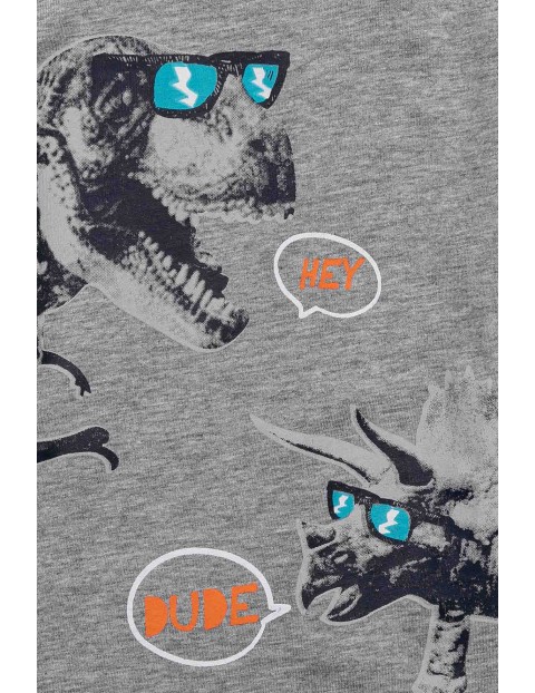 T-shirt niemowlęcy szary z dinozaurem