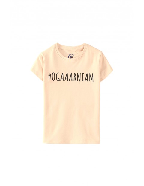 Różowy t-shirt dziewczęcy z napisem #Ogarniam