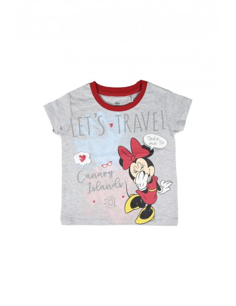 T-shirt dziecięcy z nadrukiem Minnie- szary