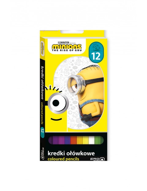 Kredki ołówkowe szkolne trójkątne 12 kolorów MINIONKI