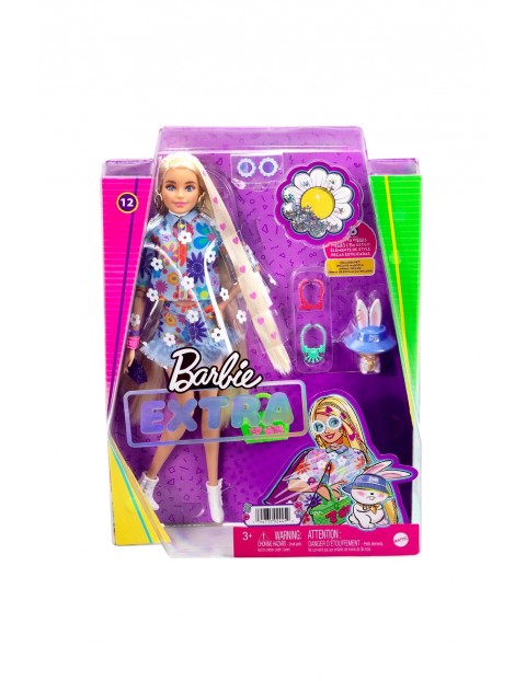 Barbie Extra Lalka- komplet w kwiatki/blond włosy 3+