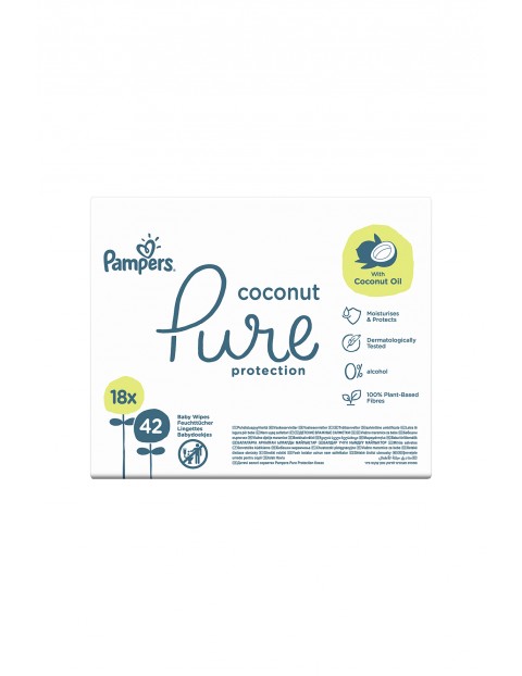 Pampers Coconut Pure Nawilżane Chusteczki dla dzieci 18x42szt.