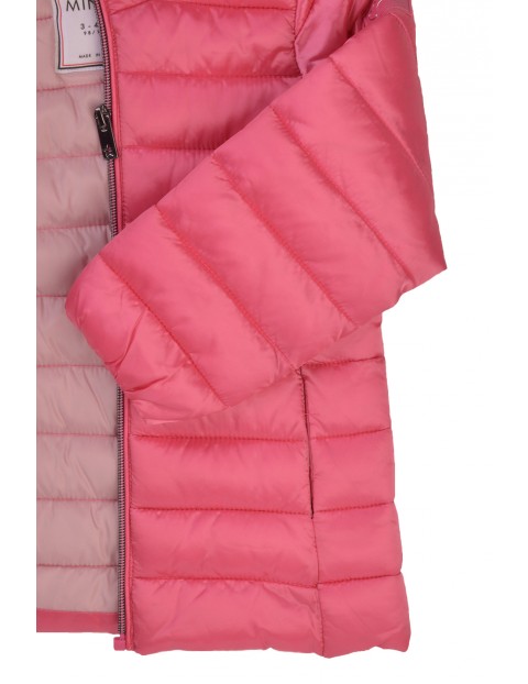 Różowa pikowana kurtka dla dziewczynki