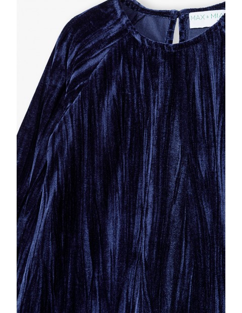 Granatowa elegancka sukienka dla dziewczynki - długi rękaw
